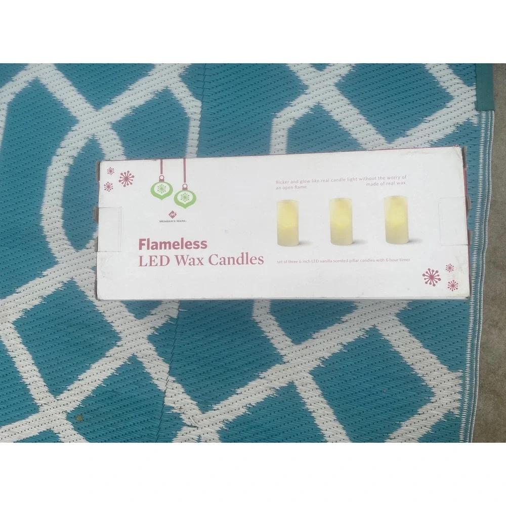 Member's Mark Flameless LED Wax Candles 3pk Vanilla Scented 3x6 6-Hour Timer